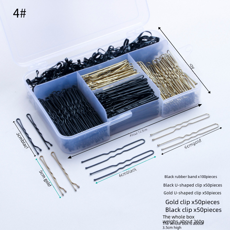 Nouvelle combinaison d'épingles à cheveux en boîte, ensemble de clips noirs en forme de U, ensemble d'épingles à cheveux, boîte entière, coiffure, vente en gros_voghion.com