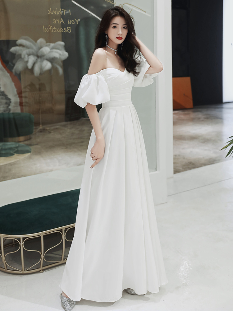Vestido blanco para mujer 2024 nuevo banquete elegante Socialite vestido largo fiesta fuera del hombro tubo superior vestido de noche