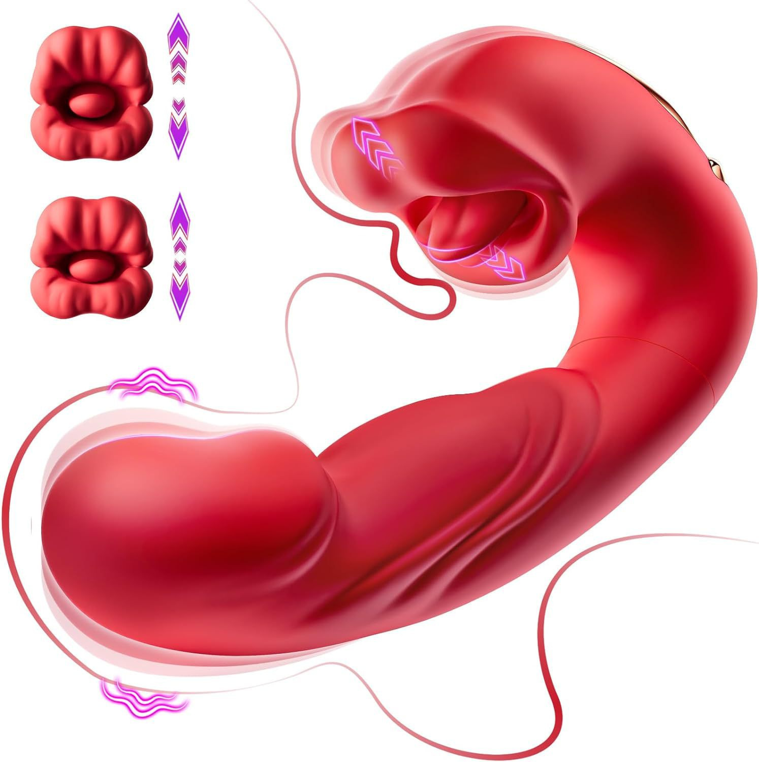 Explosiva transfronteriza dos en uno barra vibratoria de lamiendo de lengua de punto G para mujer, muerde la boca de 7 frecuencias, lamiendo la lengua, vibrador, diversión