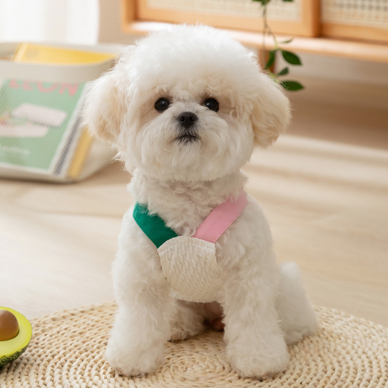 Serie de parches de frutas simples de color sólido tirantes perro pequeño bichon chaleco de peluche perro mascota de verano ropa para perros