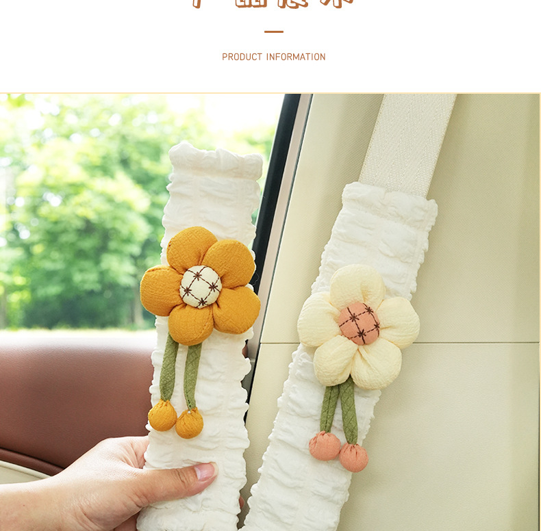 Car Seat Belt Shoulder Cover Internet Celebrity Puffy Car Soft Anti-Rein Protective Cover Goddess Car Decoration Supplies