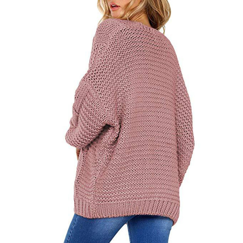 Comercio exterior nuevo Amazon Venta caliente Twist cardigan estilo europeo y americano color sólido grueso aguja suelta más tamaño suéter de punto para las mujeres image 5