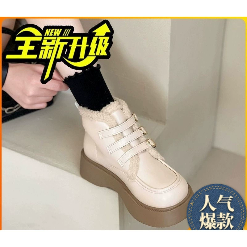 Ботинки martens на платформе, зимние тёплые ботинки‑анкл, корейский стиль, размеры 35–40