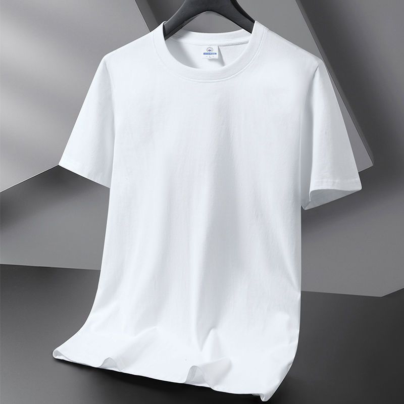 100% 新疆綿夏半袖 Tシャツ男性と女性のための無地 Tシャツルーズトップメンズ半袖ボトムシャツ 1/2|undefined
