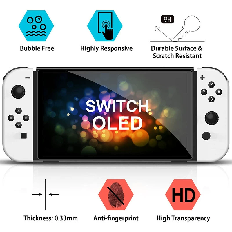 Подходящая стальная пленка OLED для Nintendo Switch, полноэкранная защитная пленка Nintendo HD, игровые аксессуары NS