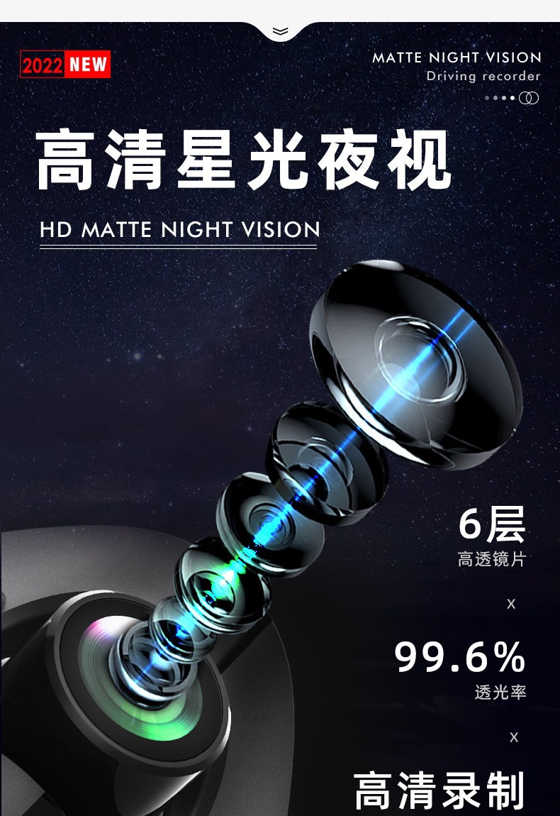 A88 Three-Lens Car Dash Cam 1080P High-Definition Night Vision Parking Monitoring Wifi Mobile Phone Connectivity Export