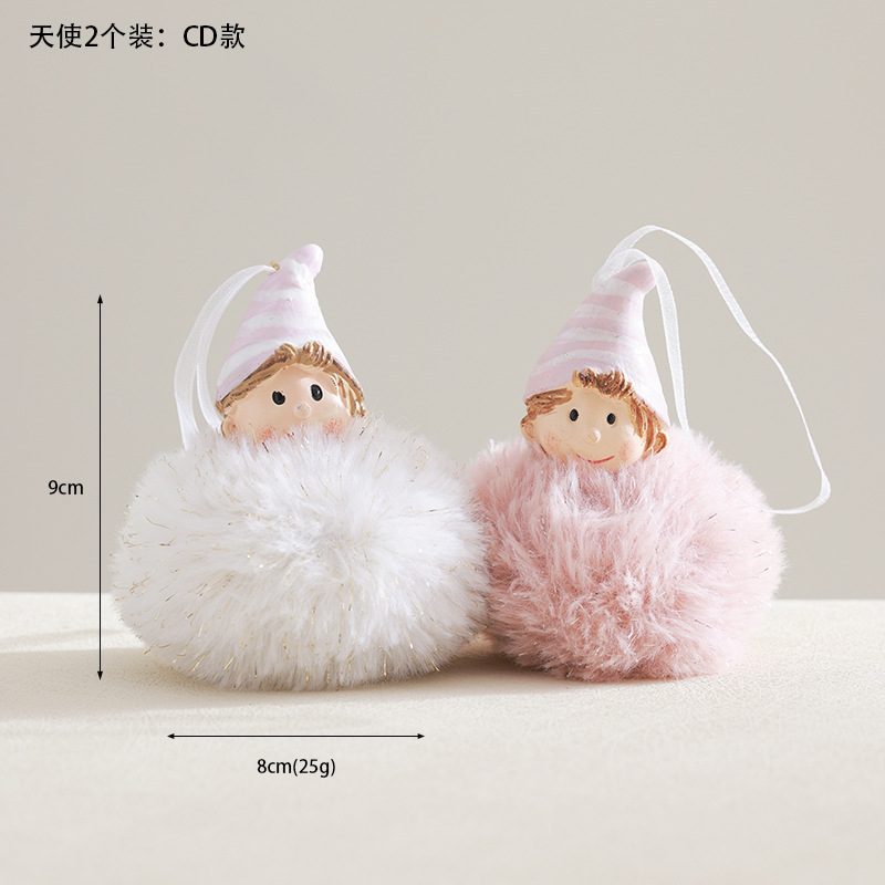 Nuevos productos transfronterizos de madera de peluche rosa chicas colgantes de resina decoraciones de Navidad colgantes de ángel