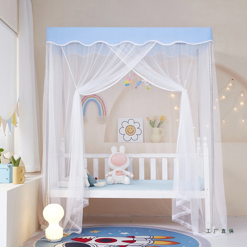Customized Kidsren's Mosquito Net Home Splicing Bed Baby Kindergarten Cute Princess Style Boy and Girl Crib with Floor Stand