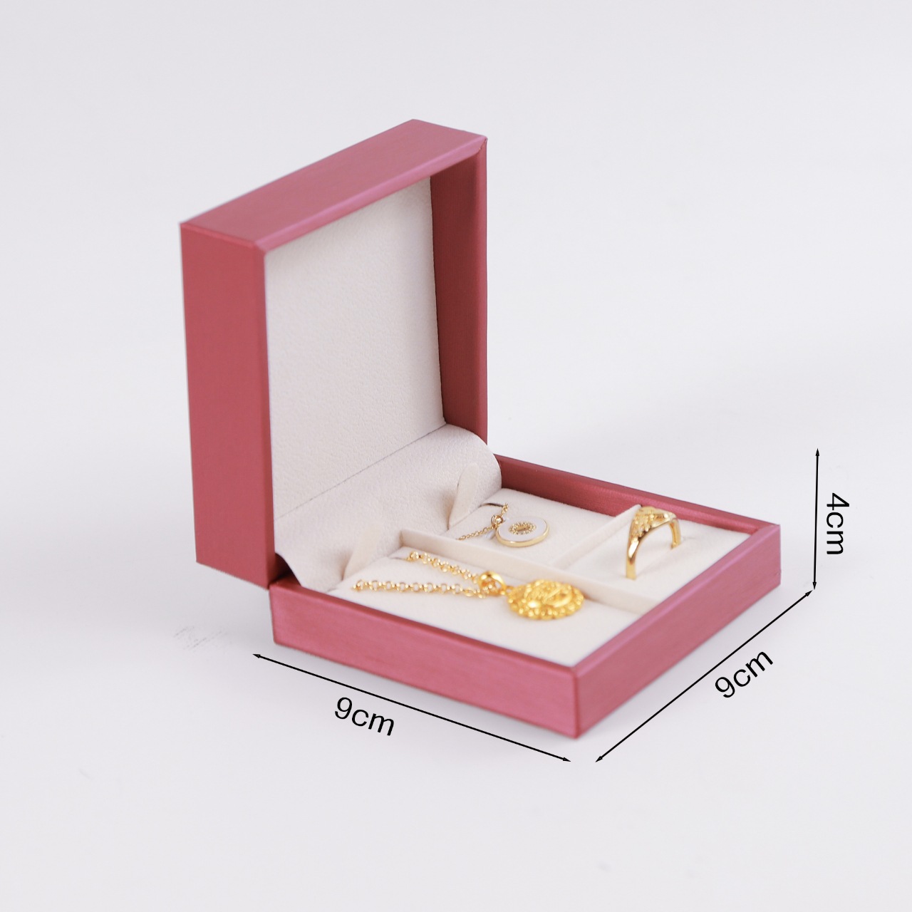 Caja de joyería PU de alta calidad anillo de joyería collar caja de colgante brazalete de oro caja de embalaje de ángulo recto al por mayor