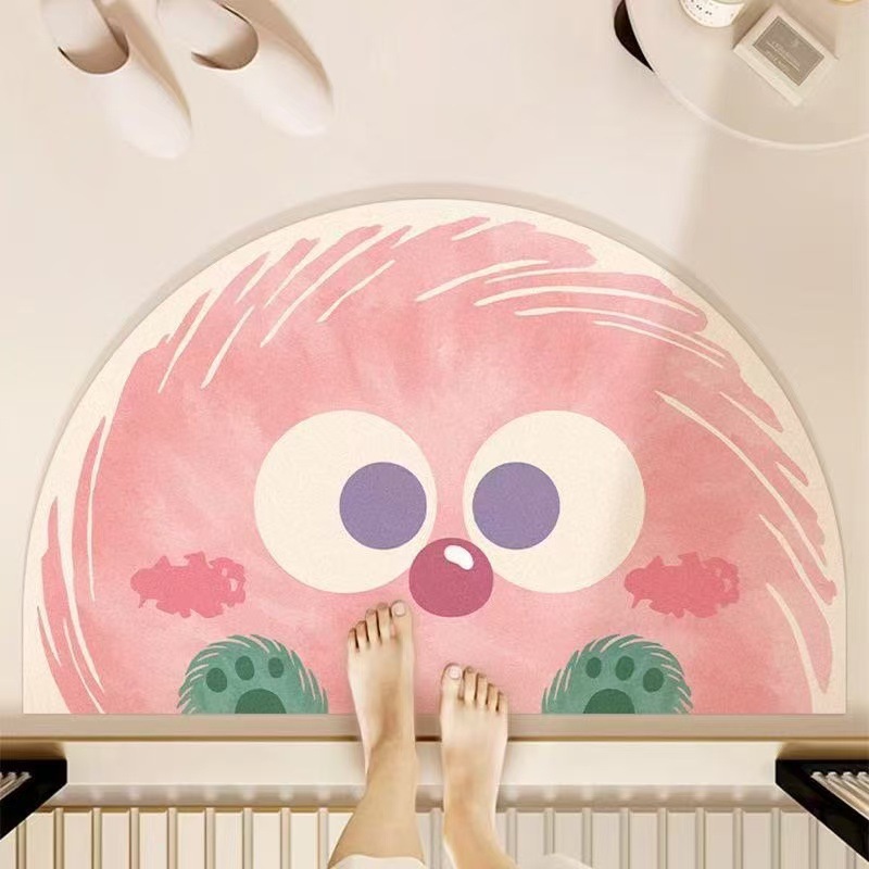 Alfombra absorbente para baño con dibujos animados, alfombra antideslizante de tierra de diatomeas para la entrada del baño, alfombra de secado rápido para el inodoro del hogar, envío gratis