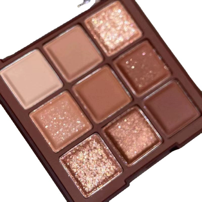 Палетка теней для век MGL Chocolate 9-цветная, Мока земляные тона с блёстками, 9 г