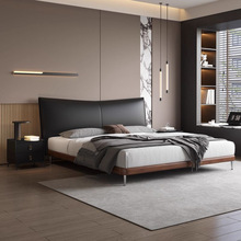 中古风家用软包真皮床1.8米主卧双人床小户型轻奢意式2米结婚婚床