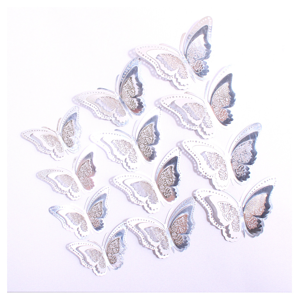 Fábrica al por mayor 12 pegatinas de pared de mariposas huecas hogar festivo decoración navideña decoración mariposa tridimensional 3D
