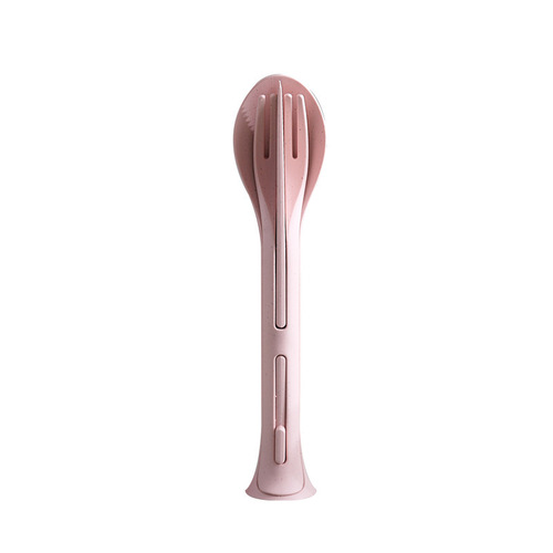 Portable knife, fork, and spoon set made of wheat straw and plastic, suitable for Western-style dining, perfect for home use.