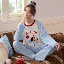 网红爆款睡衣女冬季新款空气棉夹层加厚保暖长袖居家服一件代发