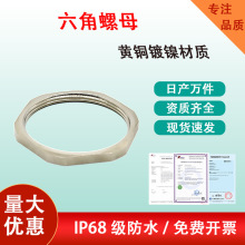 源头厂家星缆金属六角螺母黄铜镀镍防水接头常规螺纹连接锁紧固件