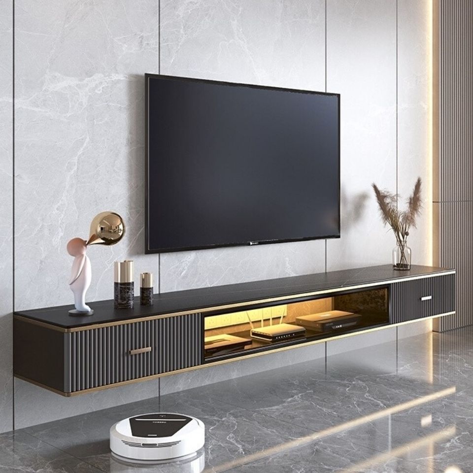 Slate Suspended Wall-Mounted Tv Cabinet Modern Simple Light Luxury Coffee Table Combination Small Apartment Wall-Mounted Living Room Wall Cabinet Narrow