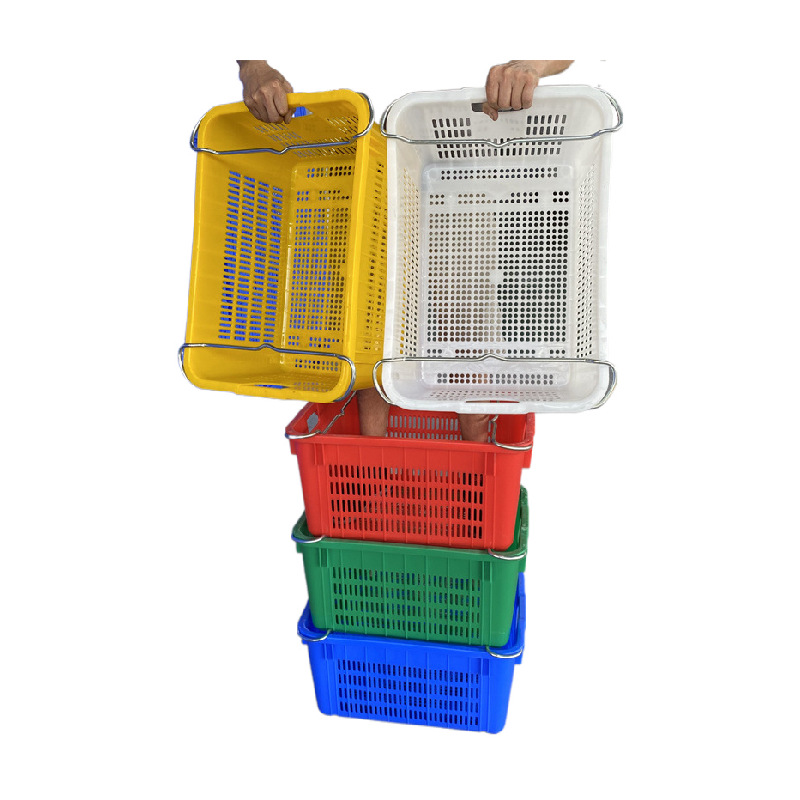 厂家现货加厚菜筐  690*480*370mm食品配送框 带铁耳蔬菜周转筐