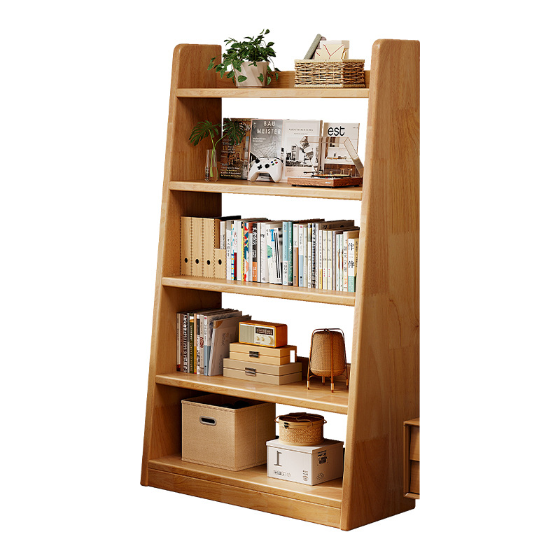 Estante de madera sólida estante de piso estante de almacenamiento trapezoidal estante de almacenamiento integrado contra la pared sala de estar doméstica mostrando gabinete simple