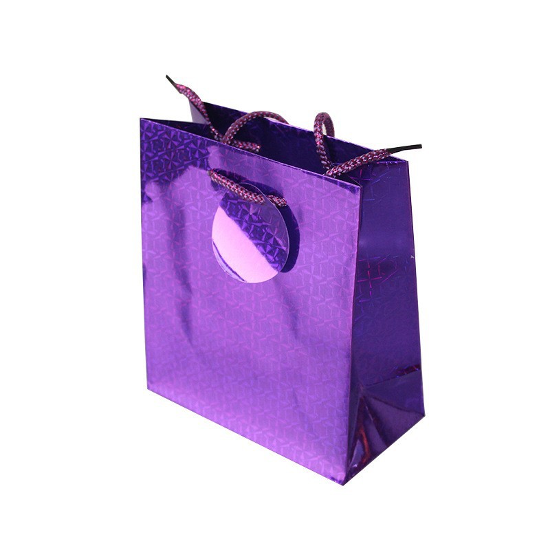 覆膜波点烫金手提纸袋定 做彩色购物袋批发 镭射方底手提礼品纸袋详情9