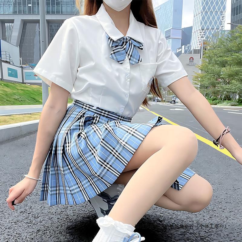 오리지널 BAI MING JK 유니폼 원피스 여름 일본 대학 스타일 짧은 소매 스커트 여성 클래스 원피스 JK 풀 세트