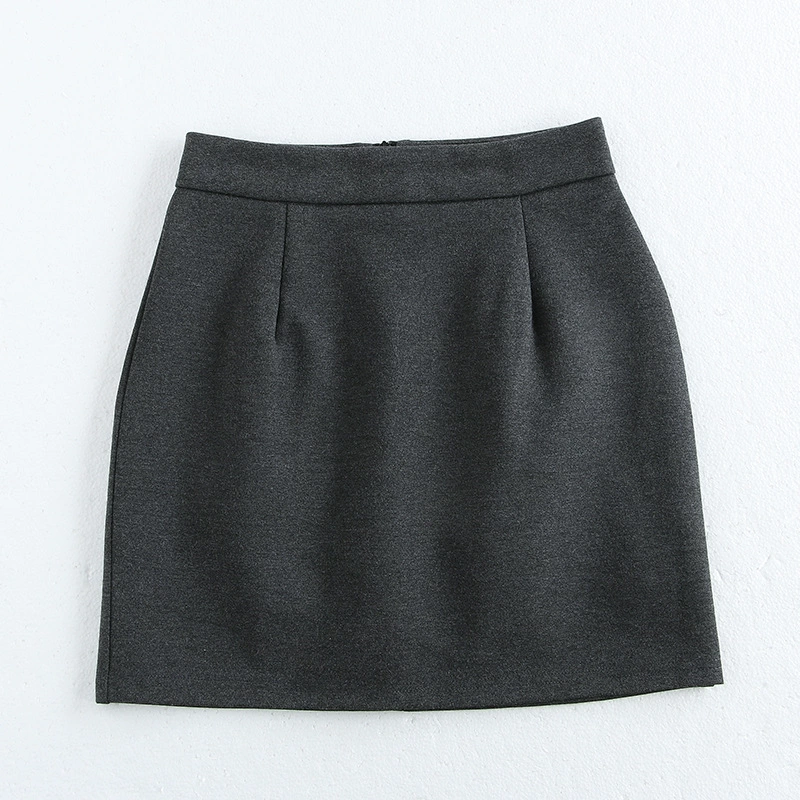 Серые узкие бедра юбка женская осень-зима