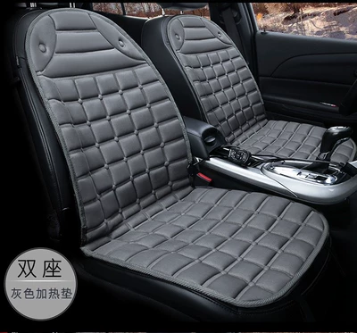 Car Heated Seat Cushion — Multi-function pad - driving-exit-with-right-hand-built-in-temperature-control-two-seater-checkered-grey