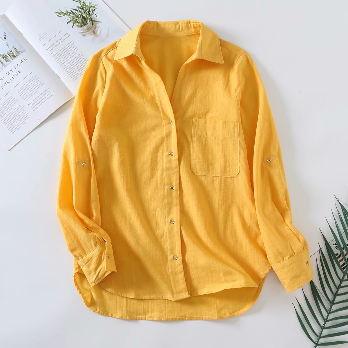 spring basic linen blouse top NSAM59910