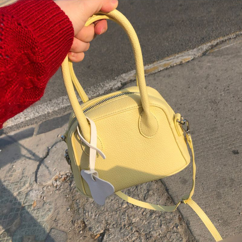 Spring Light Cream Yellow Shell Bag Handbag Super Milk Litchi Crossbody Bag Design Shoulder Crossbody Bag