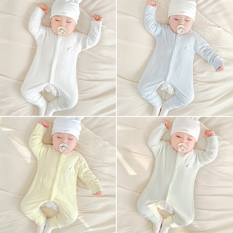 Mono de bebé para primavera y otoño, recién nacido, de algodón puro, con abertura en la entrepierna, ropa de otoño unisex, mono fino para bebé, ropa de bebé.