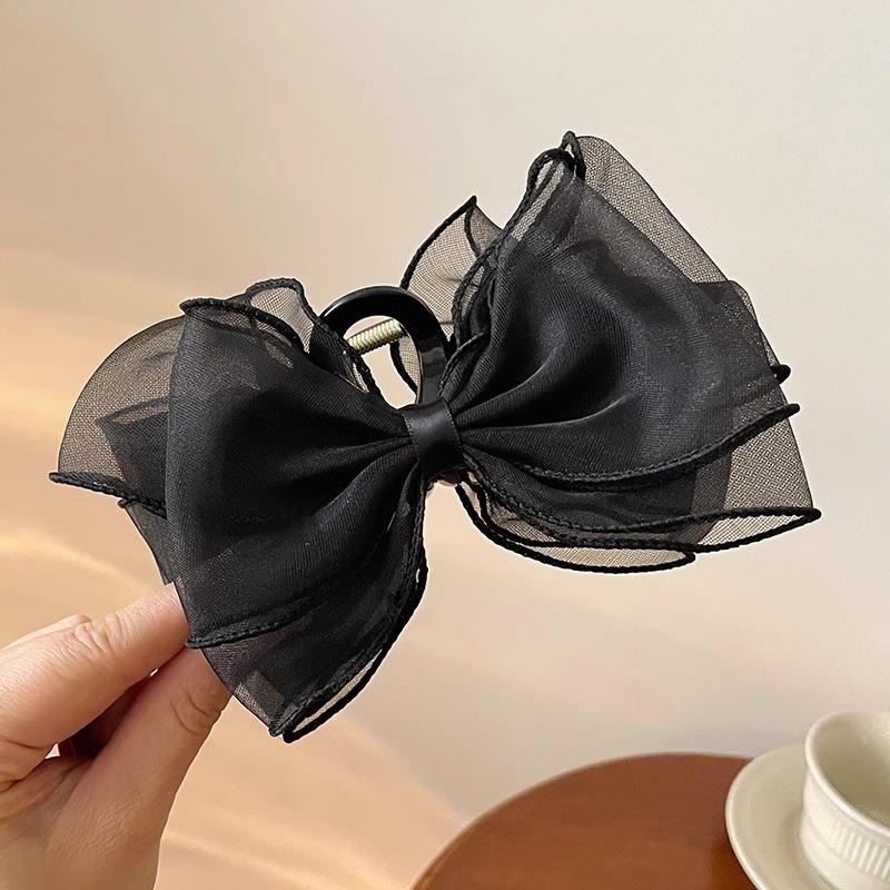 Punto de onda negro abrazadera de cabello de arco detrás de la cabeza abrazadera de cabello de alta calidad para mujeres 2025 nuevo abrazadera de tiburón cabello grande