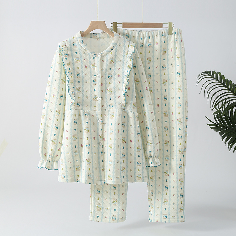 New Air Cotton Luna Breastfeeding Sandwich Long Sleeve Pajamas suit Cotton Warm Sweet Home Breastfeeding Cover