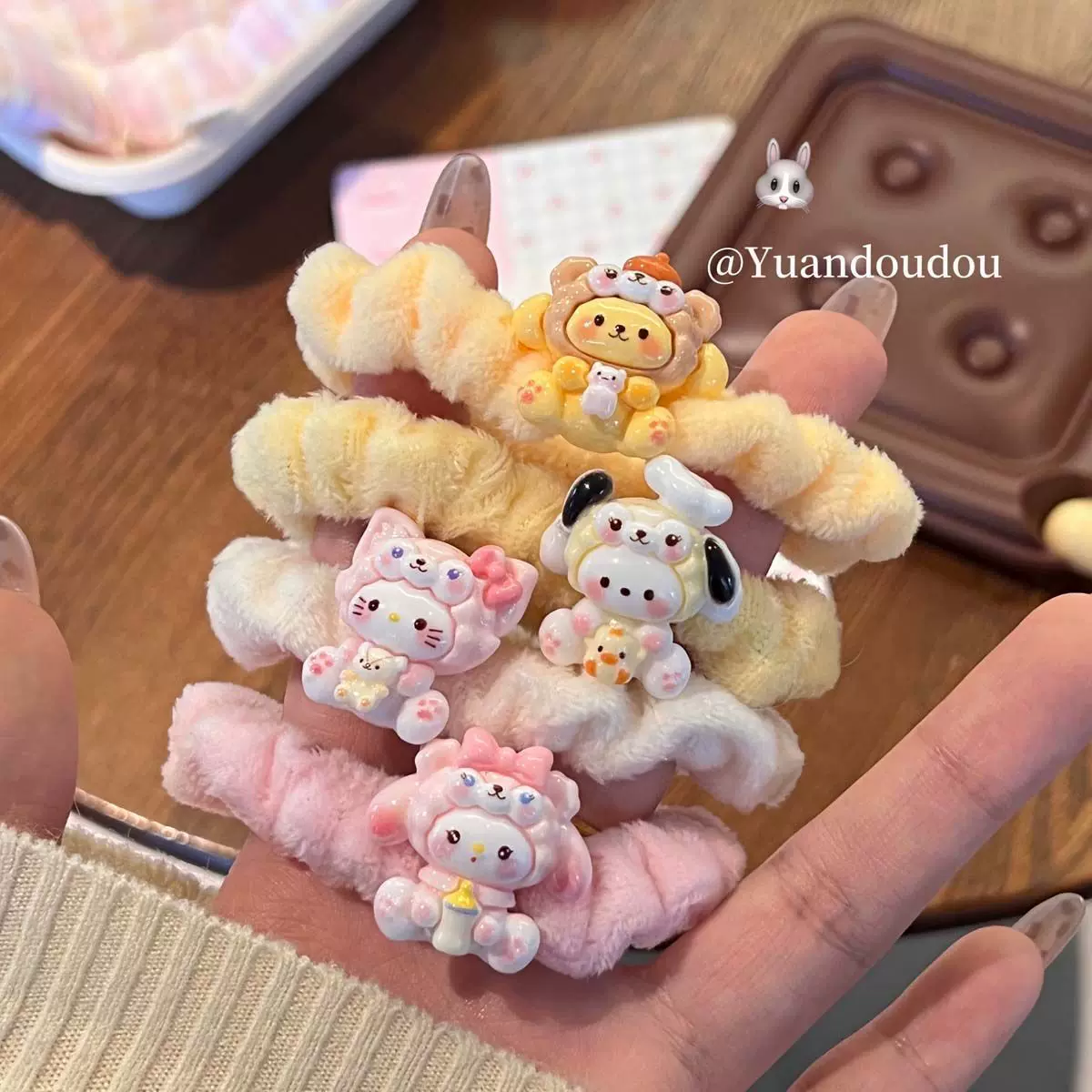 三丽鸥kt发绳可爱呼呼高弹力头绳ins少女心发圈甜美卡通发饰