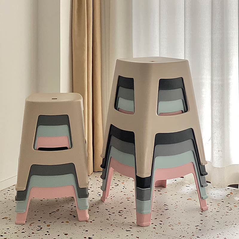 北歐特厚塑料凳子加厚家用可疊放高凳餐桌椅子結實塑膠加厚大板榕
