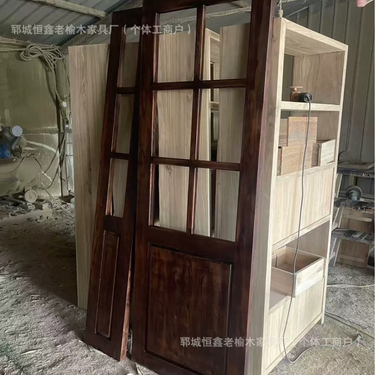 老榆木室内门实木门中式甜品店咖啡馆木门酒店民宿平开门推拉门