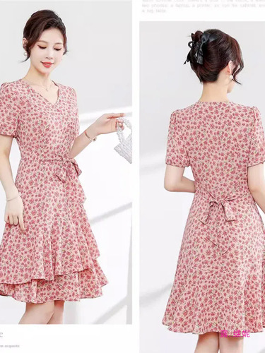Gentle Breeze French Vintage Floral Puff Sleeve Collar Dress 2025 Summer Slimming Waist Dress for Girls