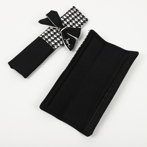 Car seat belt shoulder pads, houndstooth bow, car seat belt shoulder pads, fashionable anti-stranglehold car supplies