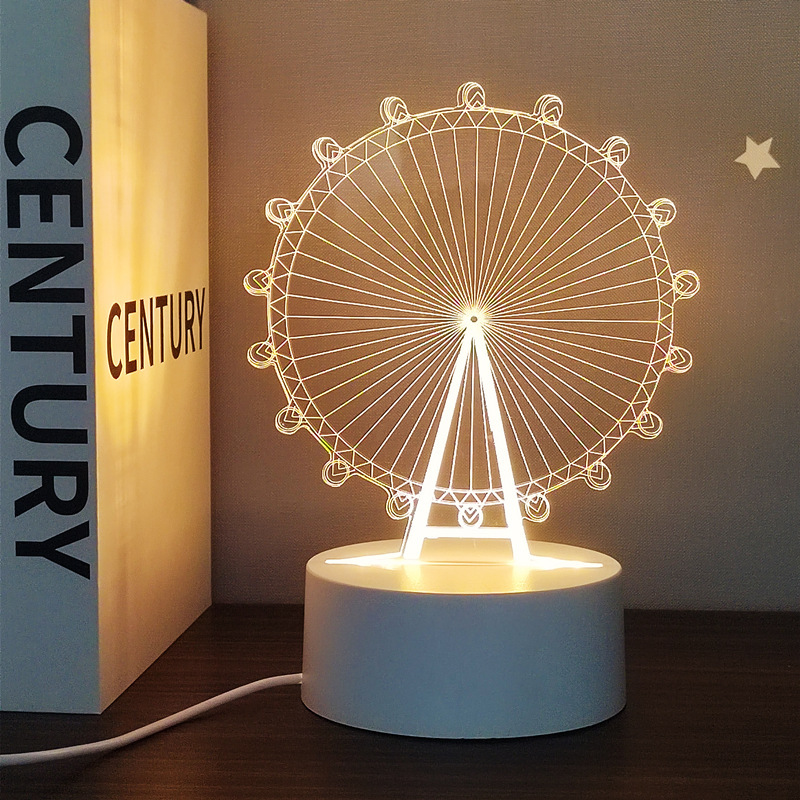 Mayorista 3D lámpara de noche creativa estereoscópica dormitorio protección de ojos lámpara de cabecera de cama led lámpara de ahorro de energía dormitorio del corazón de las niñas