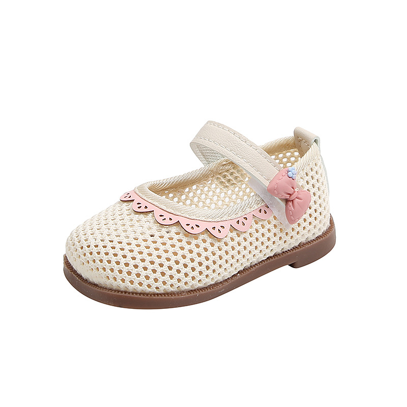 2022 neue Prinzessin Mode Kinder atmungsaktive Mesh-Schuhe Blume flacher Mund Mädchen Sandalen 1-3 Jahre alt_voghion.com