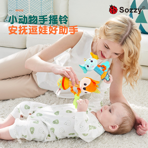 Sozzy newborn baby comfort plush doll teether bed bell hand rattle baby toy 0-1 years old wholesale
