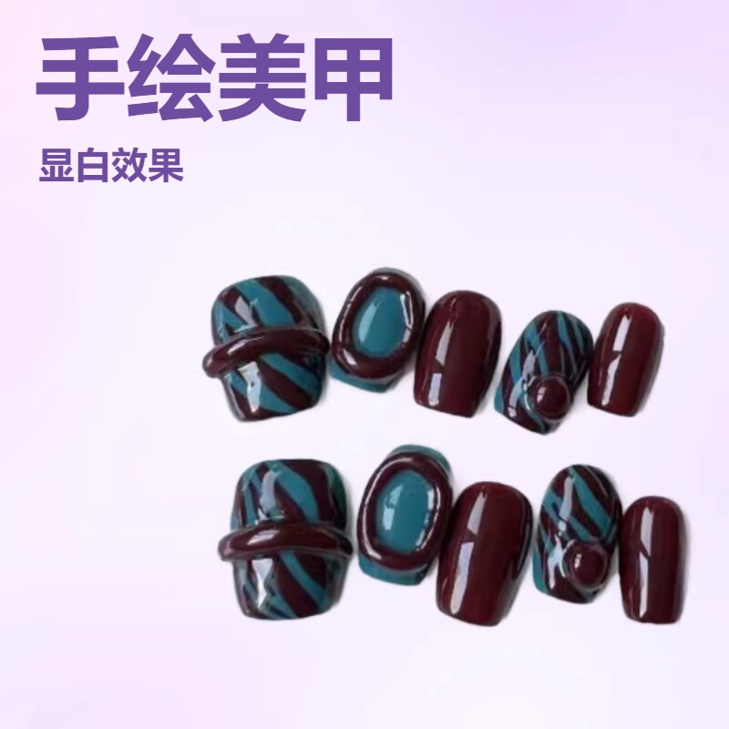 Sxrq | Niche Designer Pure Ins-Style Hand-Painted Nail Art [Ankora Red] That Enhances Complexion, Purely Handmade Wearable Nails.