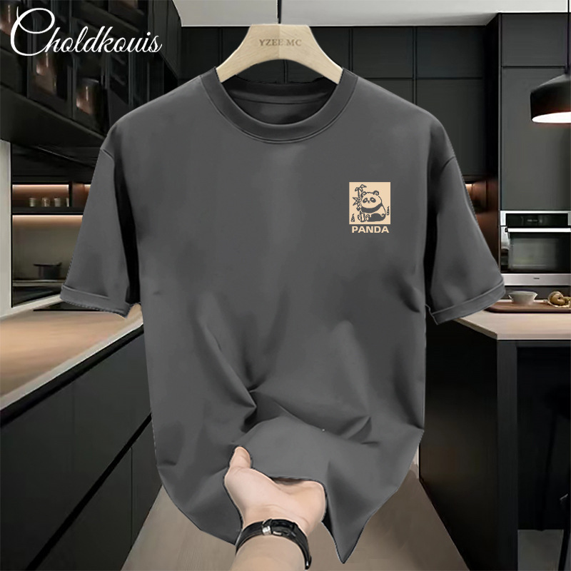 Pure Cotton Short-sleeved T-shirt Men's Summer Loose White Heavy Men's Pure White Base Shirt Half-sleeved Black Solid Color Top