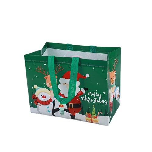 Amazon's best-selling Christmas print cute cartoon Santa Claus and snowman non-woven large tote bag