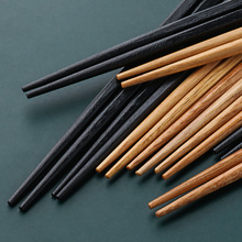 46P2日式尖头六角栗木筷家庭黑色原木筷子10双装快子2021新款木头
