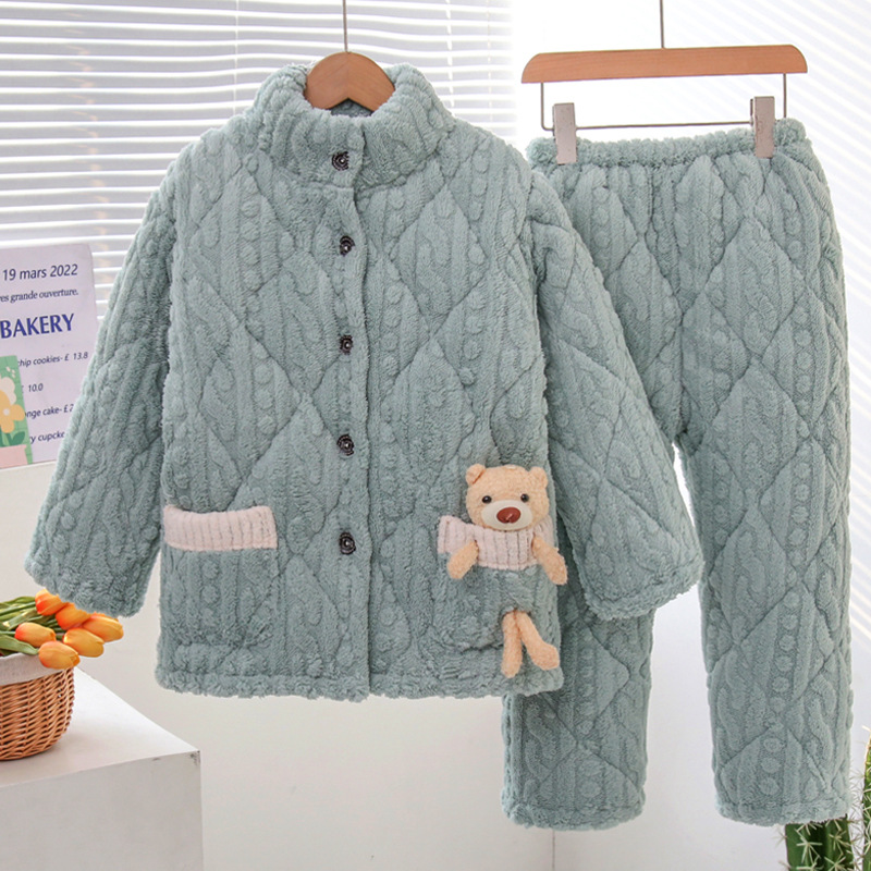 Pyjama chaud en molleton pour enfants filles et garçons_voghion.com