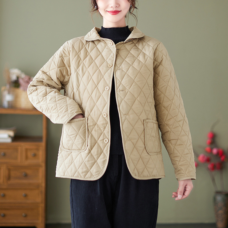 여성용 짧은 다운 재킷 2025 겨울 한국 스타일 가볍고 얇은 작은 여성용 가벼운 다이아몬드 캐주얼 여성용 재킷