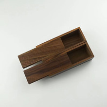 简约创意长方形抽拉盖黑胡桃收纳盒抽屉式饰品礼品包装木盒