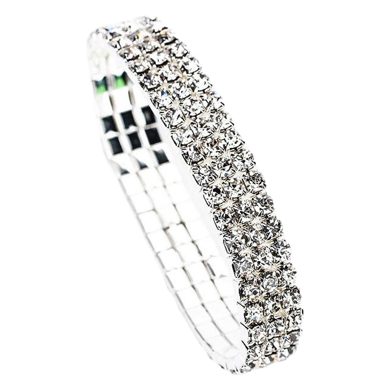 Korean Version of Classic Stylish Fashion Trendy Women's Elastic Rubber Band Elastic Full Diamond Bracelet Bracelet Jewelry Wholesale B053