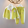 Spring set for leisure, children's sports suit girl's to go out, 3 piece set, 1-2-3 years