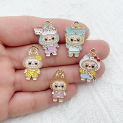 漫画風のかわいいラブブペンダント合金製オイルドリップDIYイヤリングキーホルダーネックレス手作りアクセサリー製作